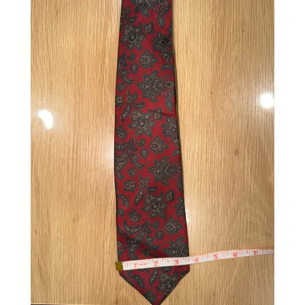 Robert Talbott for Jacobson's Mens Red Gold Paisley Floral Silk Tie Hand Sewn